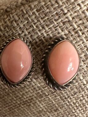 Sterling Silver Pink Conch Stud Earrings